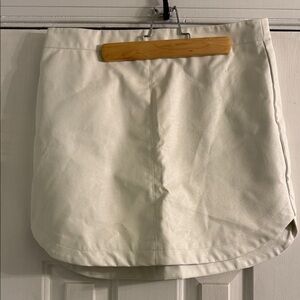 Cream Pleather Mini Skirt